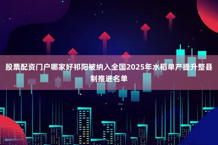股票配资门户哪家好祁阳被纳入全国2025年水稻单产提升整县制推进名单