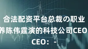 合法配资平台总裁の职业修养陈伟霆演的科技公司CEO：-